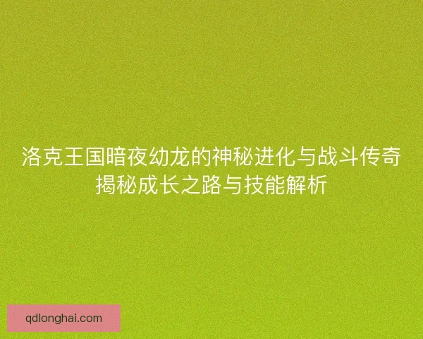 洛克王国暗夜幼龙的神秘进化与战斗传奇揭秘成长之路与技能解析
